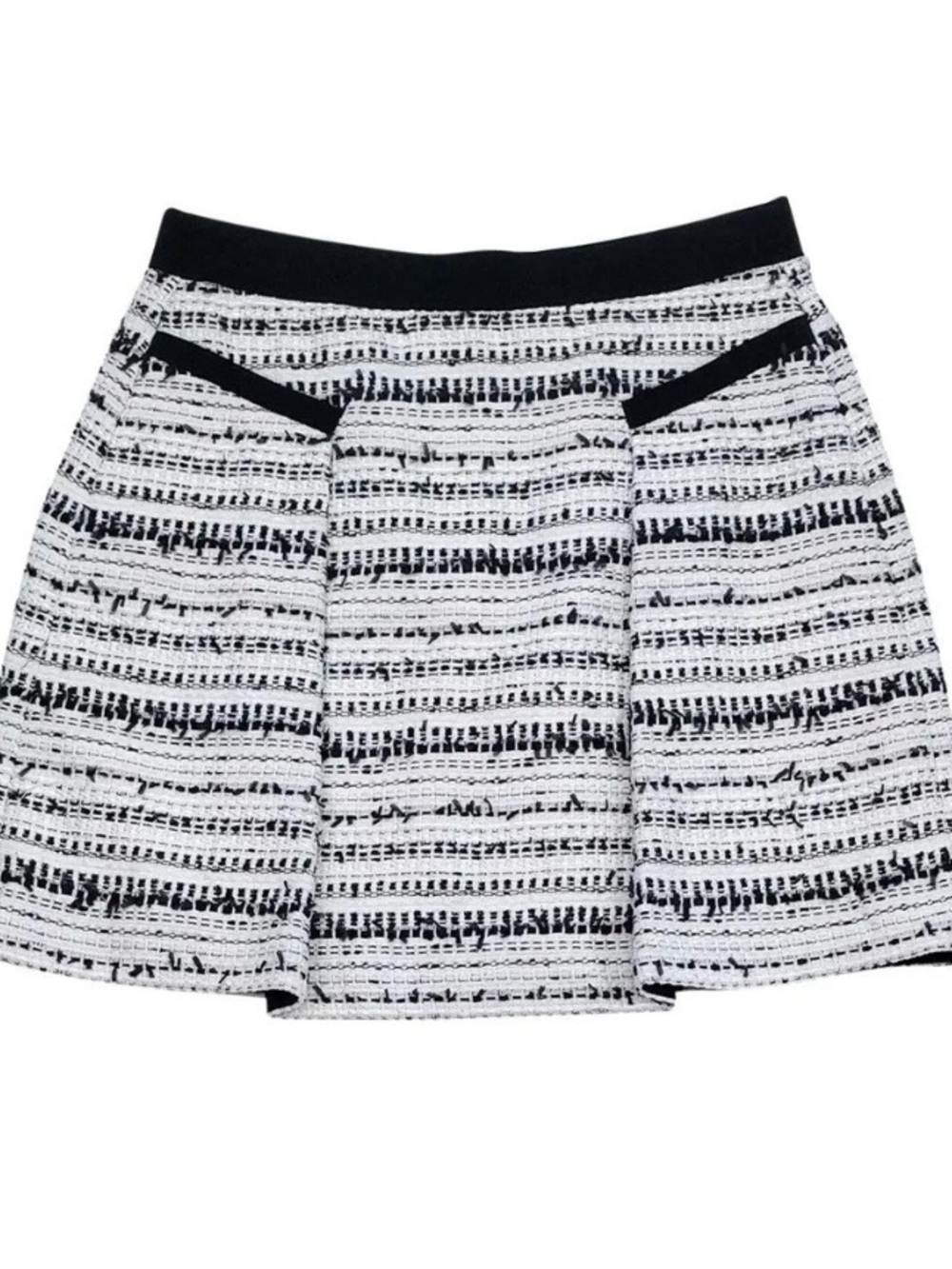 Rebecca Taylor Black & White Textured A-Line Skirt Size 4